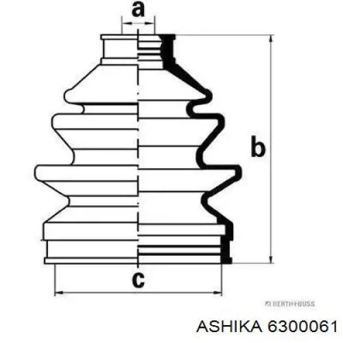 Пильник шарніра кутових швидкостей зовнішній передній Ashika 6300061 ціна, від 8.64 USD