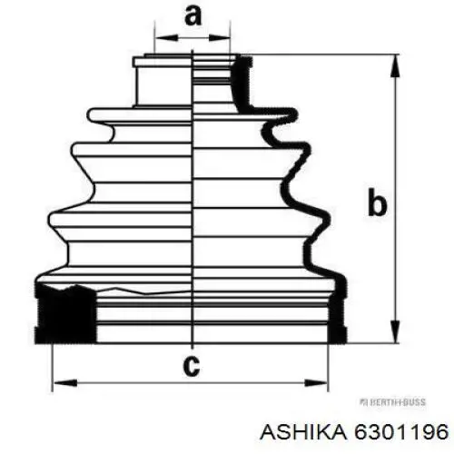 Пильник шарніра кутових швидкостей зовнішній передній Ashika 6301196 ціна, від 12.38 USD