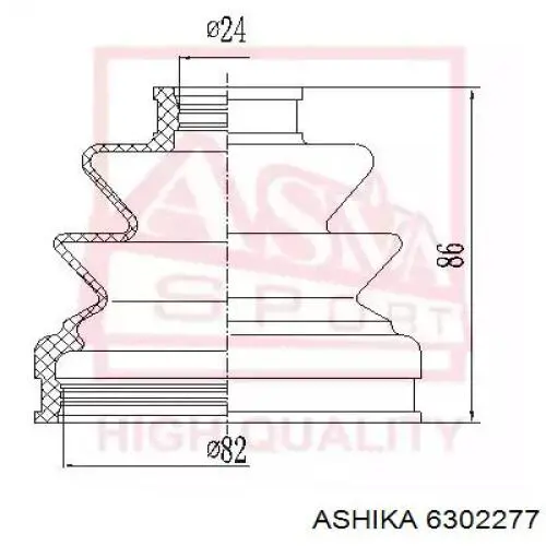 Купити 6302277 Ashika Пильник шарніра кутових швидкостей внутрішній передній