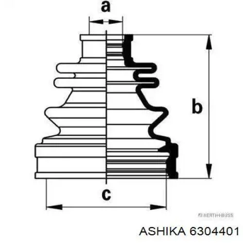 6304401 Ashika Пильник ШРУСа зовнішній, передній піввісі