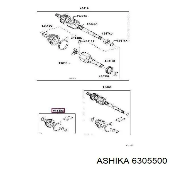 Пильник ШРУСа зовнішній, передній піввісі 6305500 Ashika