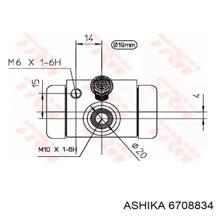 Циліндр гальмівний колісний/робочий, задній Ashika 6708834 ціна, від 16.58 USD