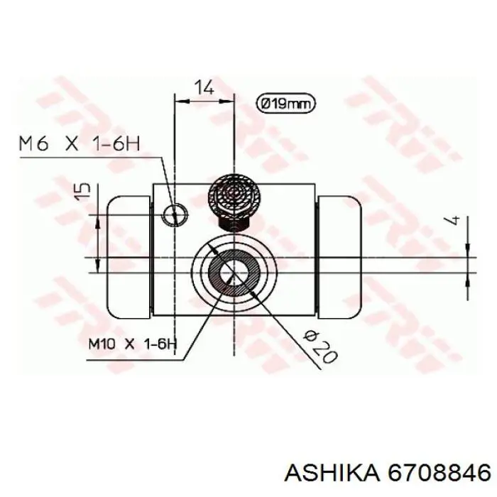 Циліндр гальмівний колісний/робочий, задній Ashika 6708846 ціна, від 16.58 USD