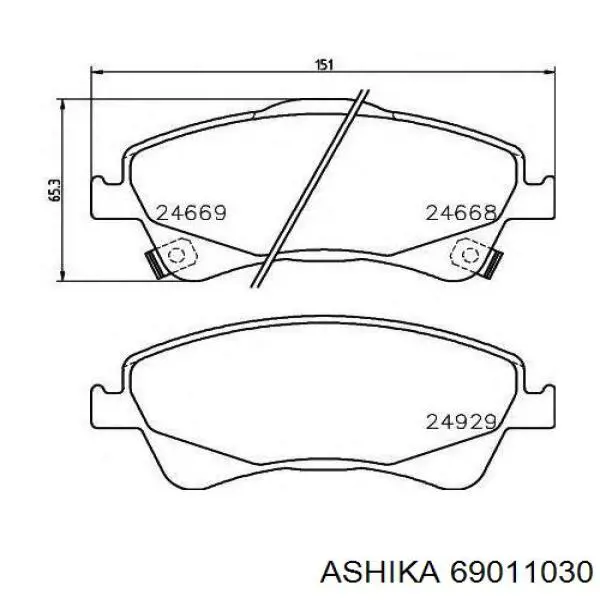 Шланг гальмівний задній, лівий Ashika 69011030 ціна, від 12.76 USD
