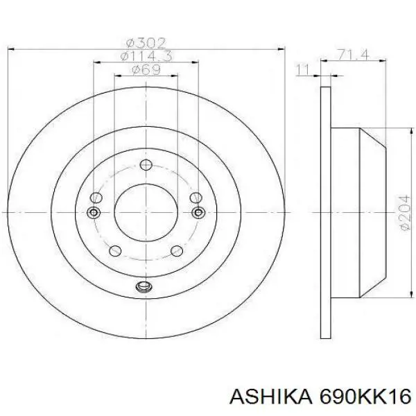 Купити 690KK16 Ashika Шланг гальмівний передній, лівий