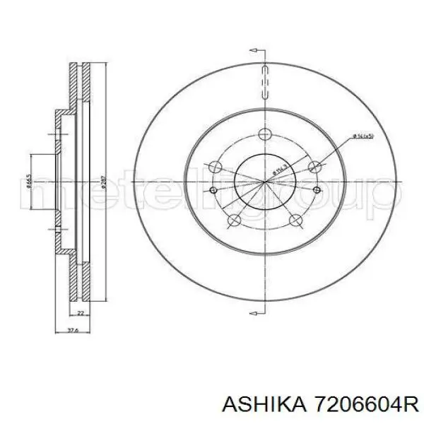 7206604R Ashika Важіль передньої підвіски нижній, правий