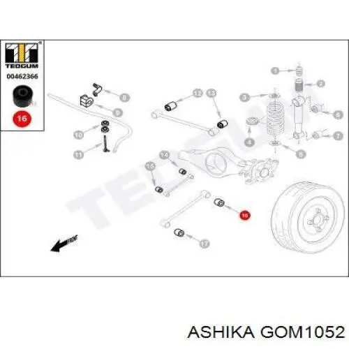 Купити GOM1052 Ashika Сайлентблок заднього поздовжнього нижнього важеля