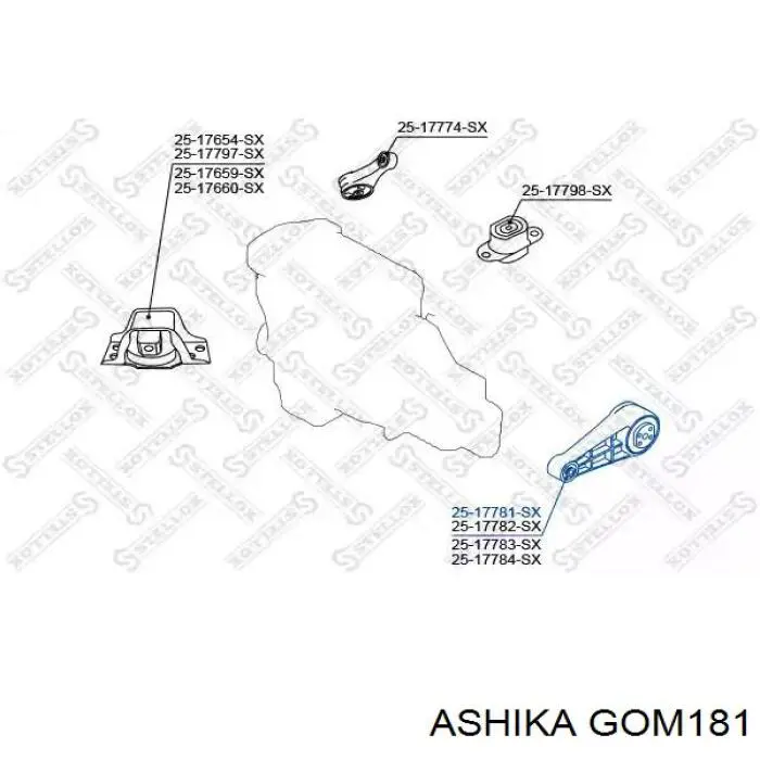 Подушка (опора) двигуна, ліва нижня GOM181 Ashika
