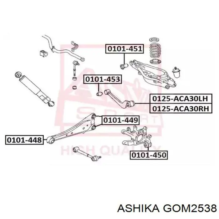 Сайлентблок заднього нижнього важеля Ashika GOM2538