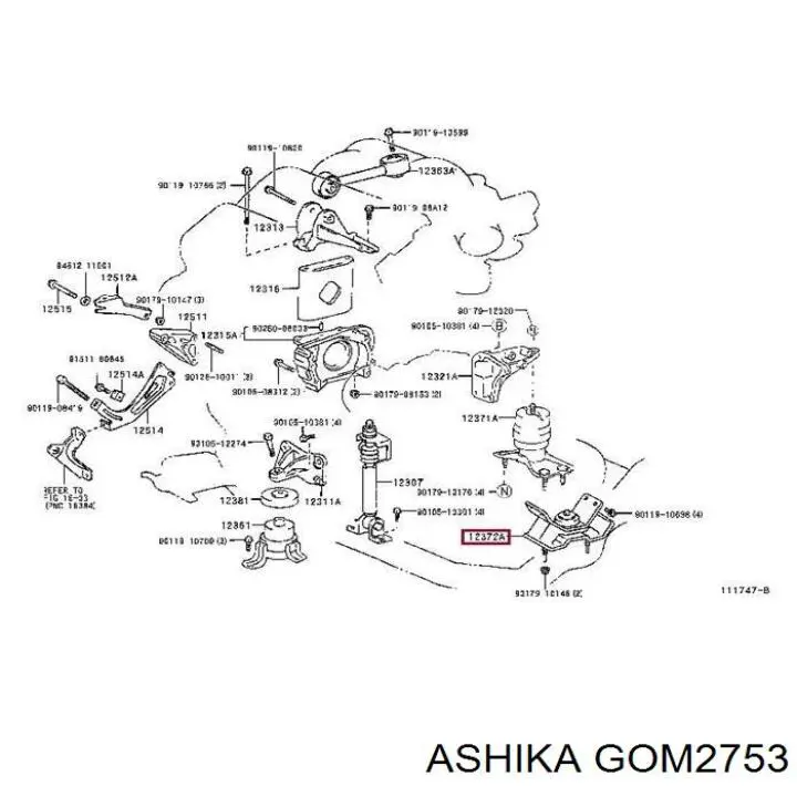 Купити GOM2753 Ashika Подушка (опора) двигуна, права