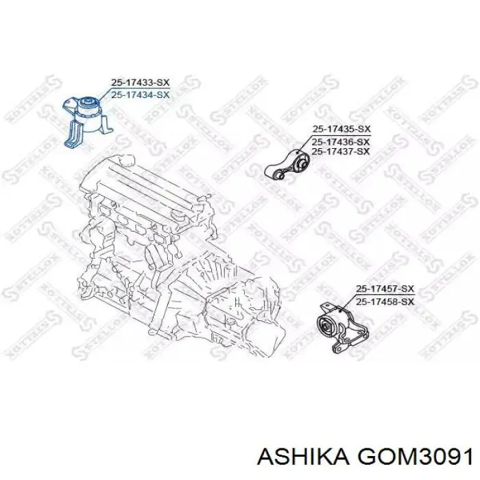 GOM3091 Ashika Права подушка мотора