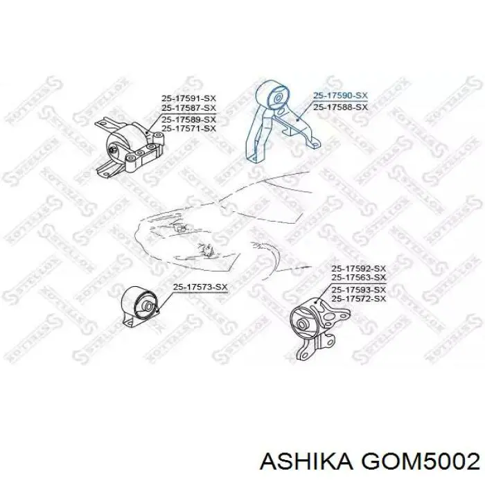 Купити GOM5002 Ashika Задня опора двигуна