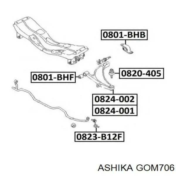 Сайлентблок переднього нижнього важеля GOM706 Ashika