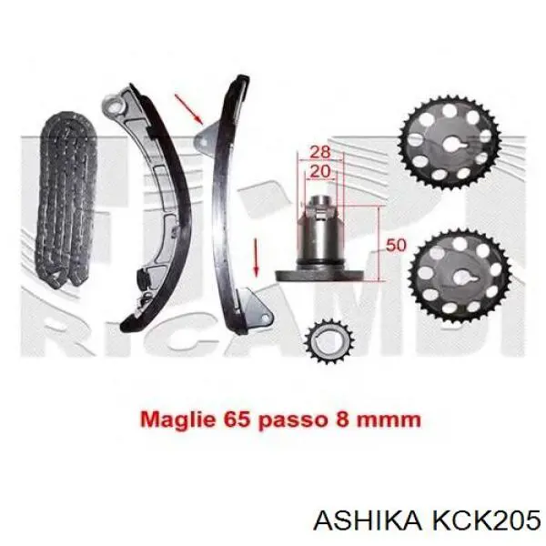 Комплект ланцюга ГРМ KCK205 Ashika