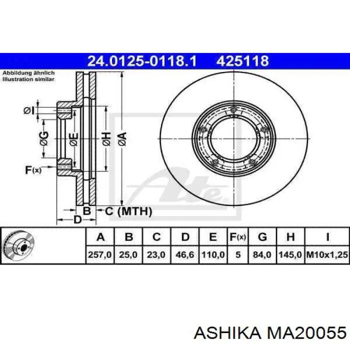 Амортизатор задній MA20055 Ashika