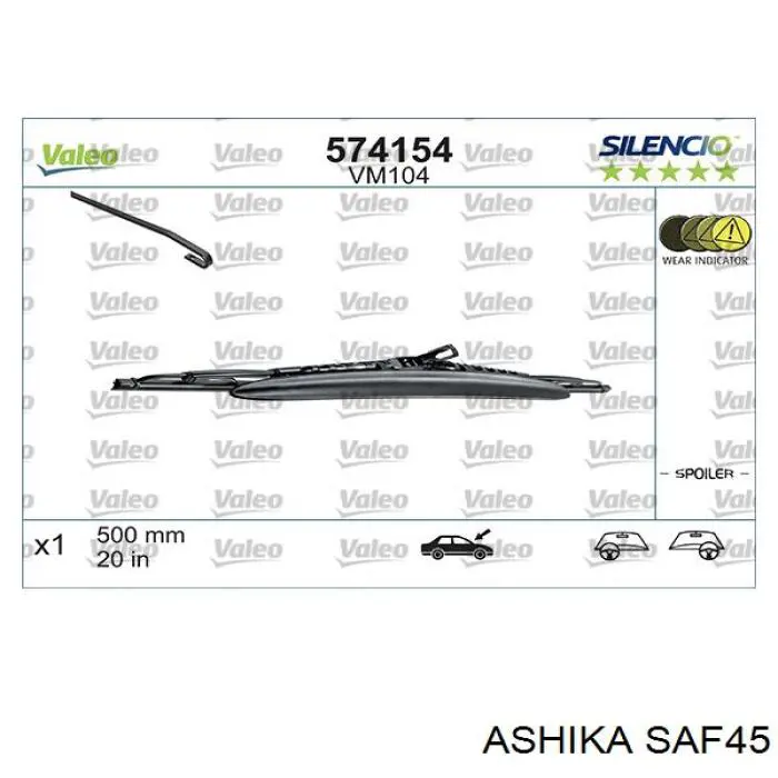 Щітка-двірник лобового скла, пасажирська SAF45 Ashika