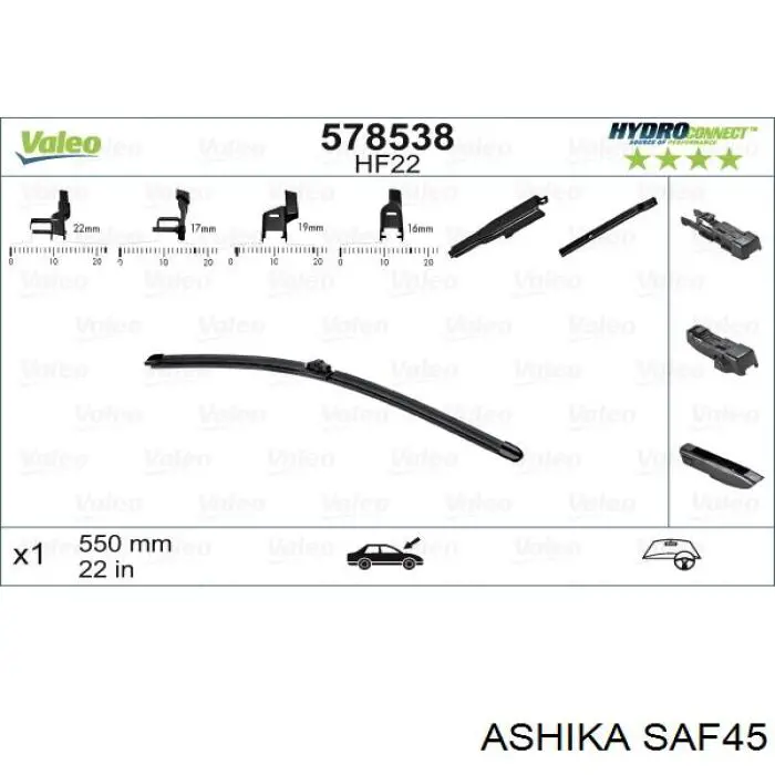 Щітка-двірник лобового скла, пасажирська Ashika SAF45 ціна, від 8.74 USD