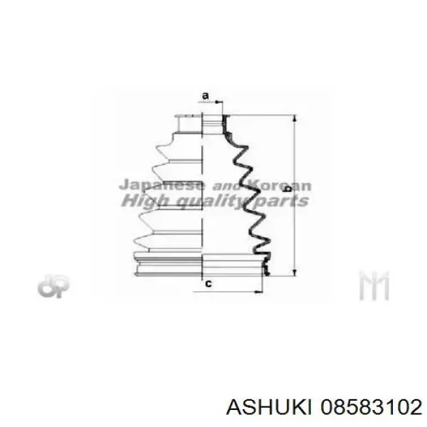 Пильники ШРКШів передній піввісі, комплект 08583102 Ashuki