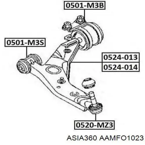 Сайлентблок переднього нижнього важеля AAMFO1023 Asia360