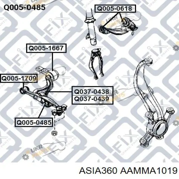 Сайлентблок нижнього важеля передньої підвіски Asia360 AAMMA1019 ціна, від 5.76 USD