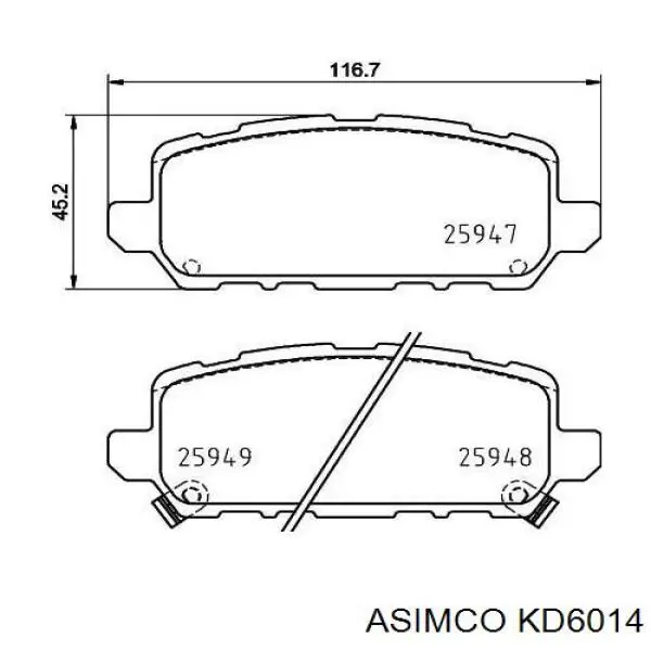 Задні гальмівні колодки Asimco KD6014 ціна, від 27.62 USD
