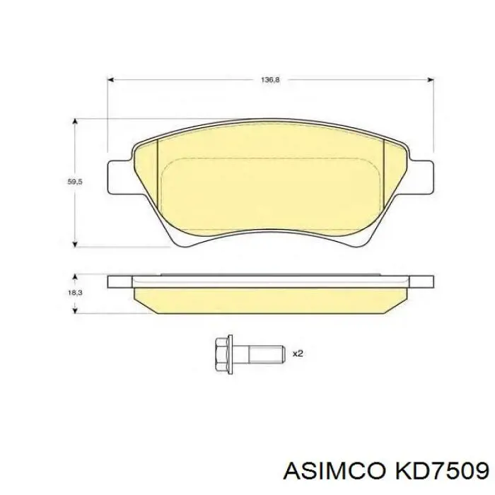 Купити KD7509 Asimco Колодки гальмівні передні, дискові
