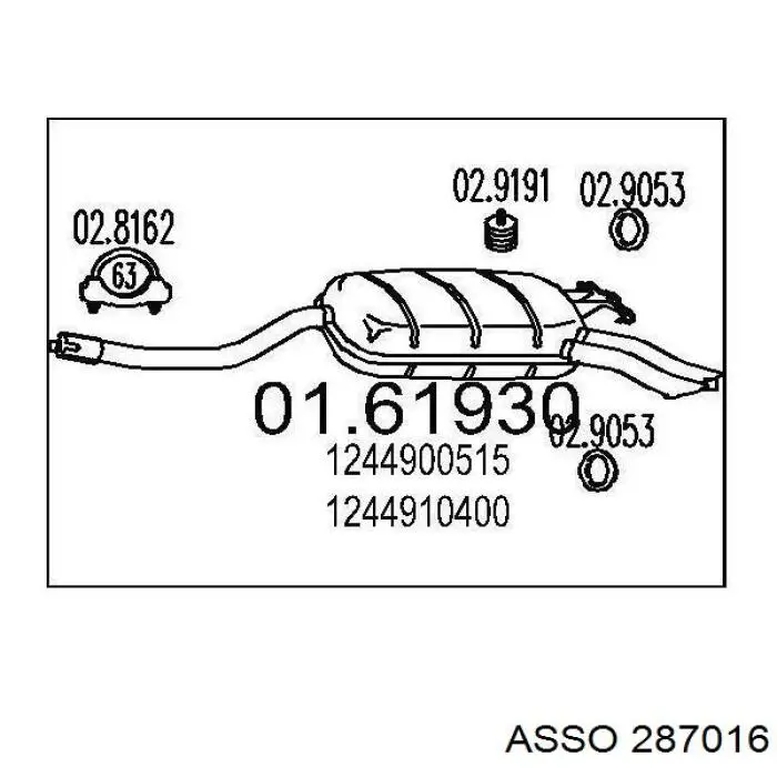 Глушник, задня частина Mercedes A1244910400