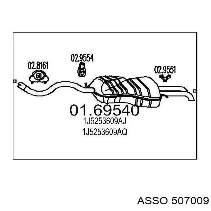 Глушник, задня частина 1J5253181BL VAG
