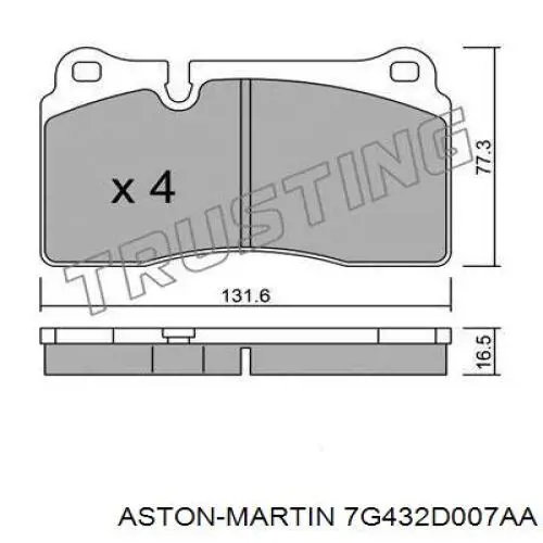 Гальмівні колодки Aston Martin 7G432D007AA ціна, від 34.71 USD