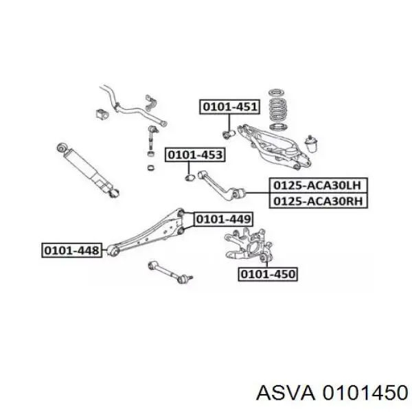 Сайлентблок заднього кулака Asva 0101450 ціна, від 12.67 USD