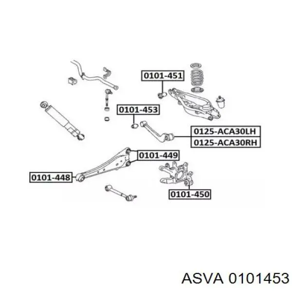 Сайлентблок заднього поперечного важеля, внутрішній 0101453 Asva