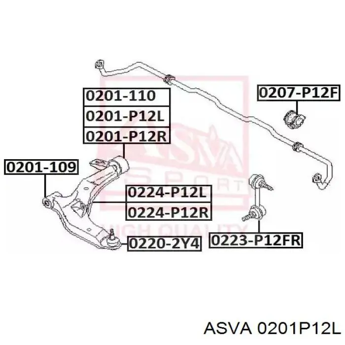 Сайлентблок нижнего переднего рычага  ASVA 0201P12L