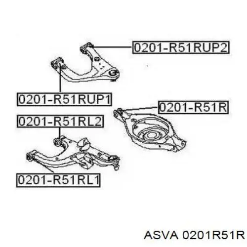 Сайлентблок заднього нижнього важеля 0201R51R Asva