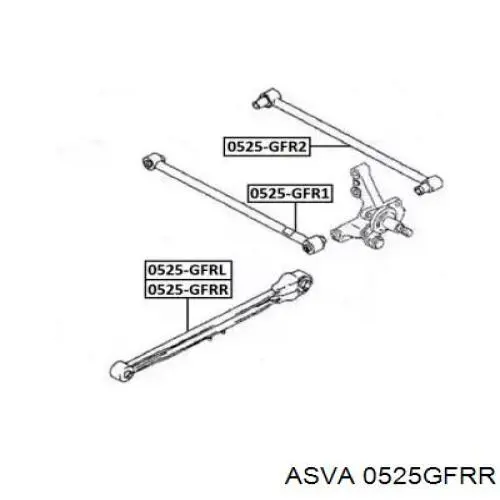 Важіль/тяга задньої підвіски подовжній нижній, правий 0525GFRR Asva