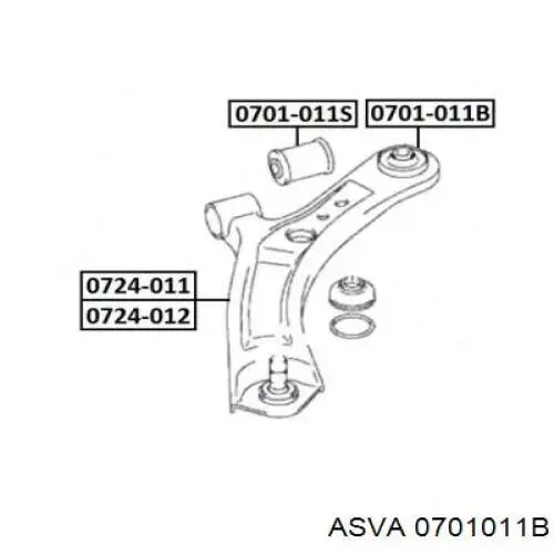 Сайлентблок переднього нижнього важеля 0701011B Asva