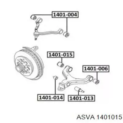 Сайлентблок переднього нижнього важеля 1401015 Asva