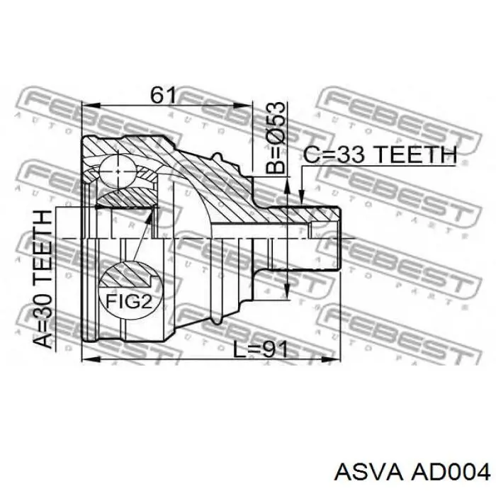 ШРУС зовнішній задній AD004 Asva