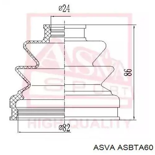 Купити ASBTA60 Asva Вісь передня в зборі