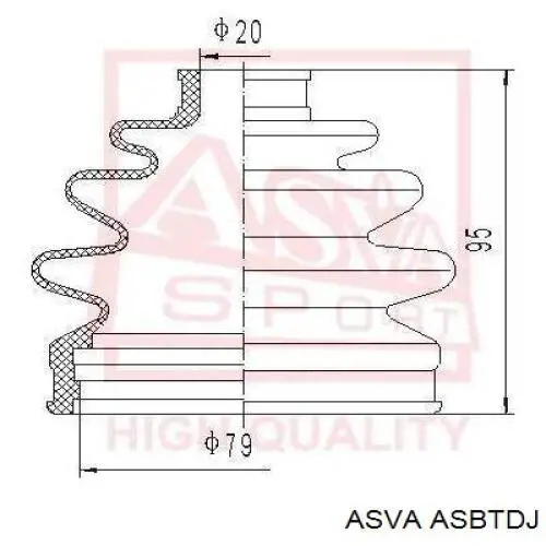 Пильник ШРУСа зовнішній, правий ASBTDJ Asva