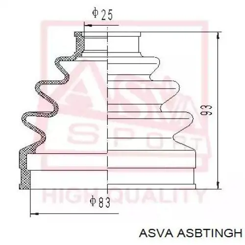 Пильник гранати внутрішній, лівий Asva ASBTINGH ціна, від 7.60 USD
