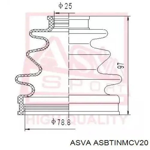 Купити ASBTINMCV20 Asva Пильник шарніра кутових швидкостей внутрішній передній