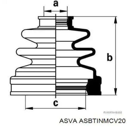 Пильник ШРУСа внутрішній ASBTINMCV20 Asva