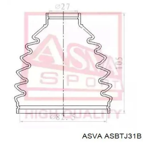 ASBTJ31B Asva Пильник ШРУСа зовнішній, передній піввісі