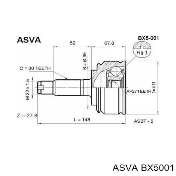 BX5001 Asva шрус зовнішній передній