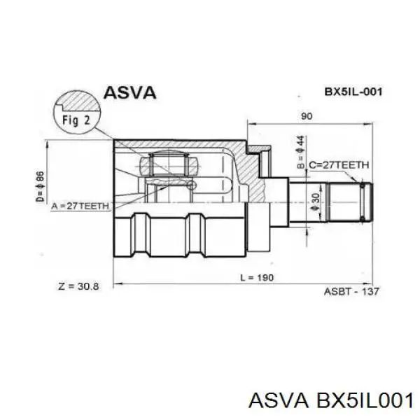 BX5IL001 Asva шрус внутрішній, передній, лівий