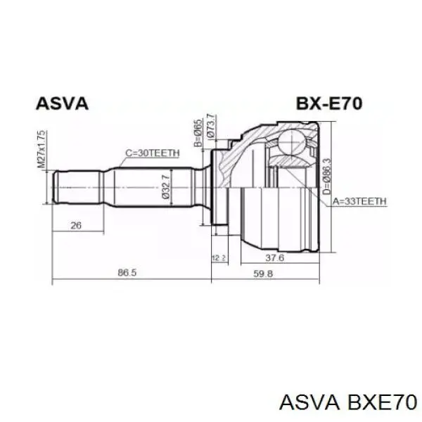 Купити BXE70 Asva Шарнір приводу зовнішній