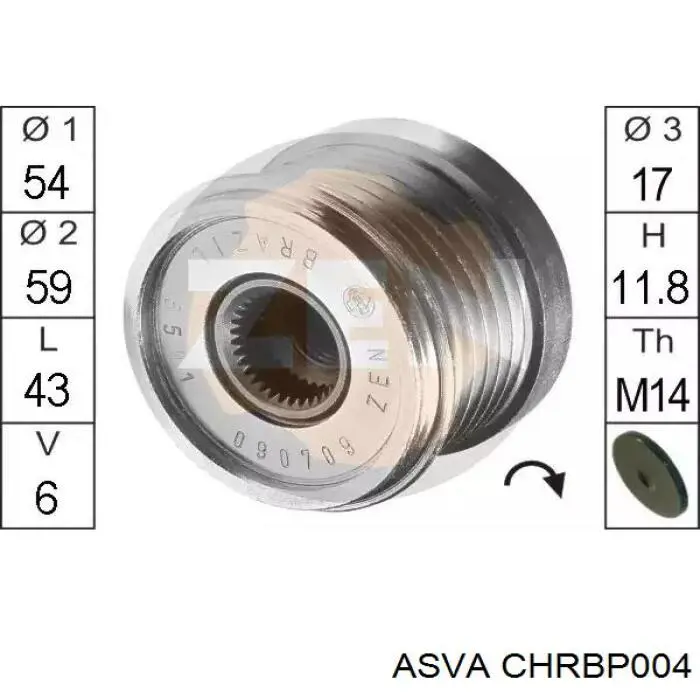 Натягувач приводного ременя Asva CHRBP004 ціна, від 37.82 USD