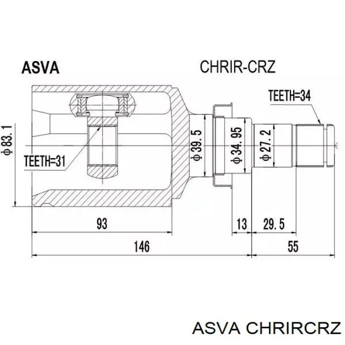 ШРКШ внутрішній, передній, правий Asva CHRIRCRZ ціна, від 35.66 USD