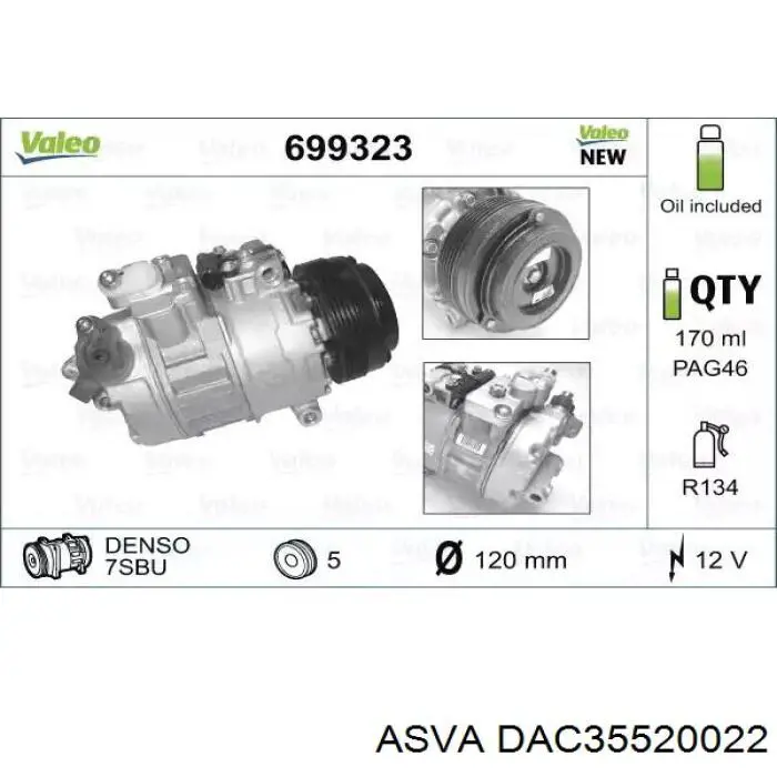DAC35520022 Asva Зчеплення компресора кондиціонера