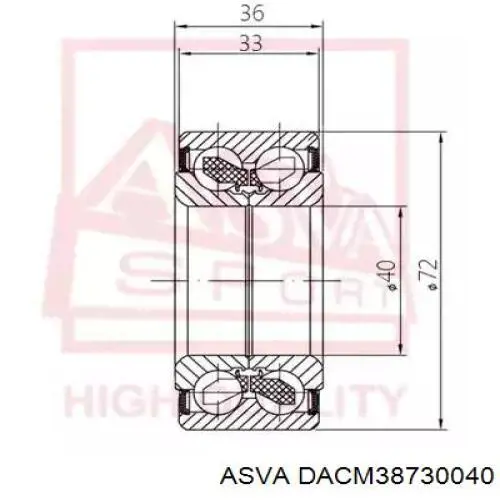 DACM38730040 Asva Підшипник маточини передньої